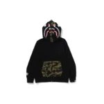 BAPE 1ST Camo Shark Double Hoodie - Black - Front