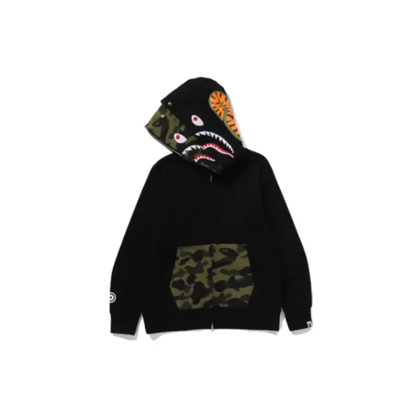 BAPE 1ST Camo Shark Double Hoodie - Black - R-Front