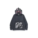 BAPE 1ST Camo Shark Double Hoodie - Grey - Front