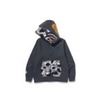 BAPE 1ST Camo Shark Double Hoodie - Grey - R-Front