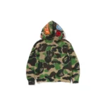 BAPE ABC Camo Crochet Shark Hoodie - Army Green - Back