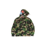 BAPE ABC Camo Crochet Shark Hoodie - Army Green - L-Front
