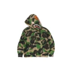 BAPE ABC Camo Crochet Shark Hoodie - Army Green - R-Front