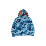 BAPE ABC Camo Crochet Shark Hoodie - Blue - Back