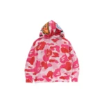 BAPE ABC Camo Crochet Shark Hoodie - Pink - Back