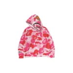 BAPE ABC Camo Crochet Shark Hoodie - Pink - R-Front