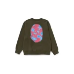 BAPE APE Head Liquid Camo Sweatshirt - Olivedrab - Back
