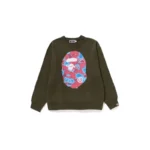 BAPE APE Head Liquid Camo Sweatshirt - Olivedrab - Front