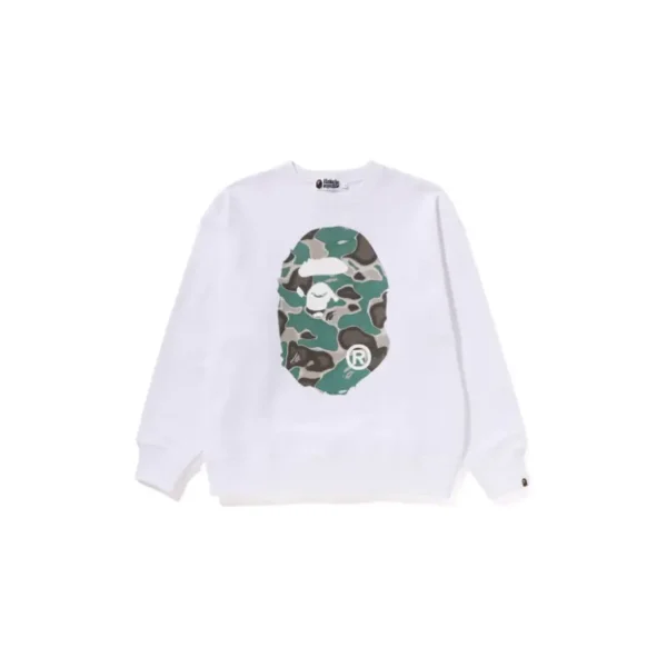 BAPE APE Head Liquid Camo Sweatshirt - White - Front