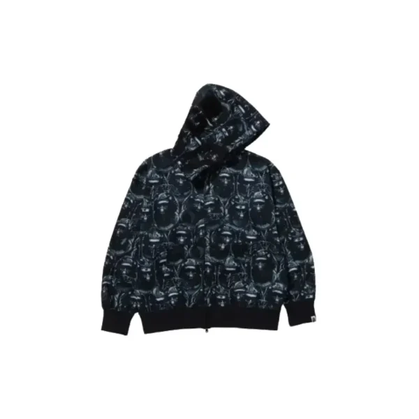 BAPE Ape Head Graffiti Shark Hoodie - Black - L-Front