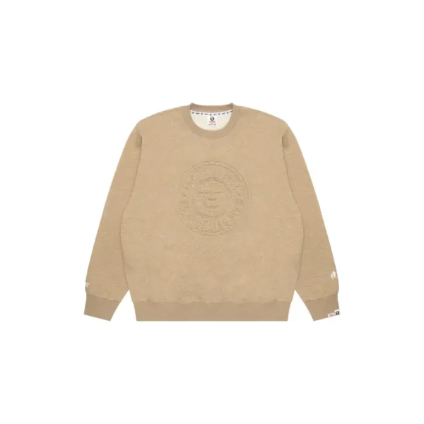 BAPE Basic crewneck Sweatshirt - Beige - Front