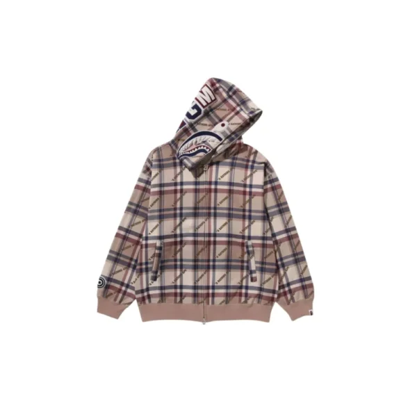 BAPE Check Pattern Shark Hoodie - L-Front