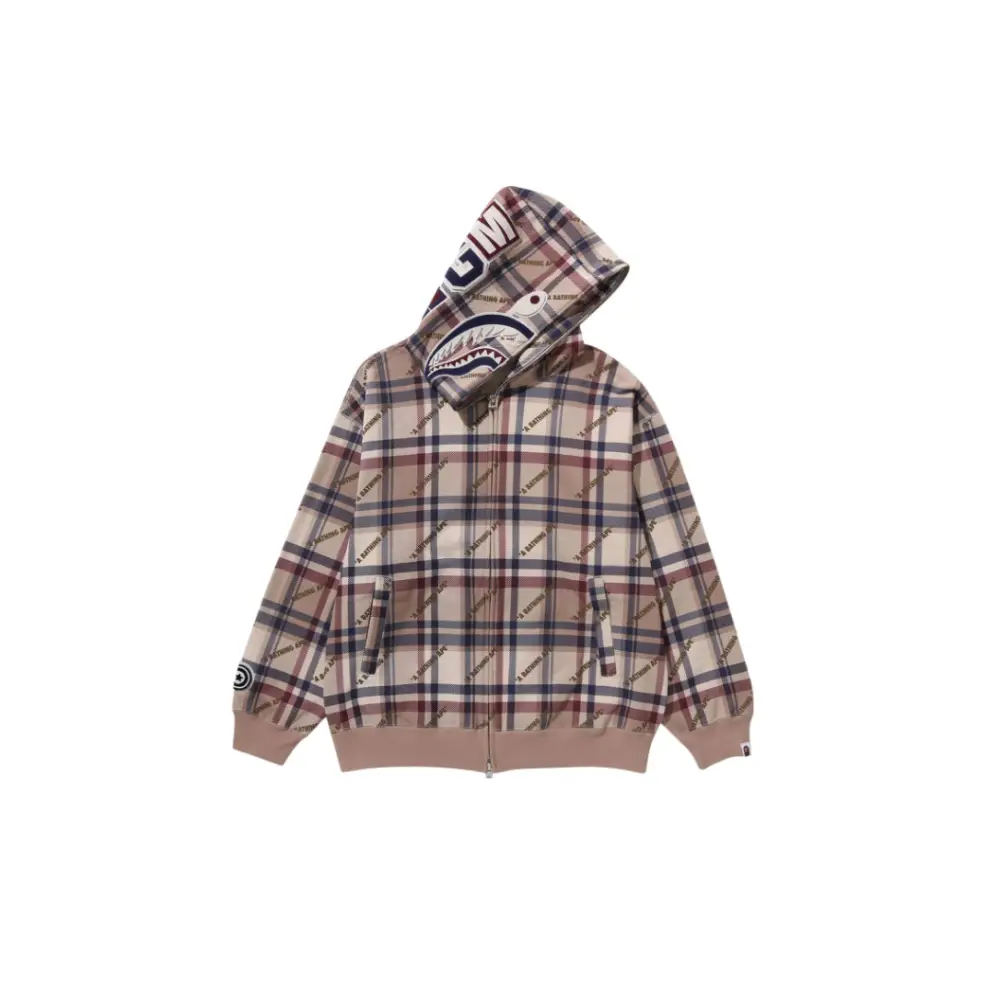 BAPE Check Pattern Shark Hoodie - L-Front