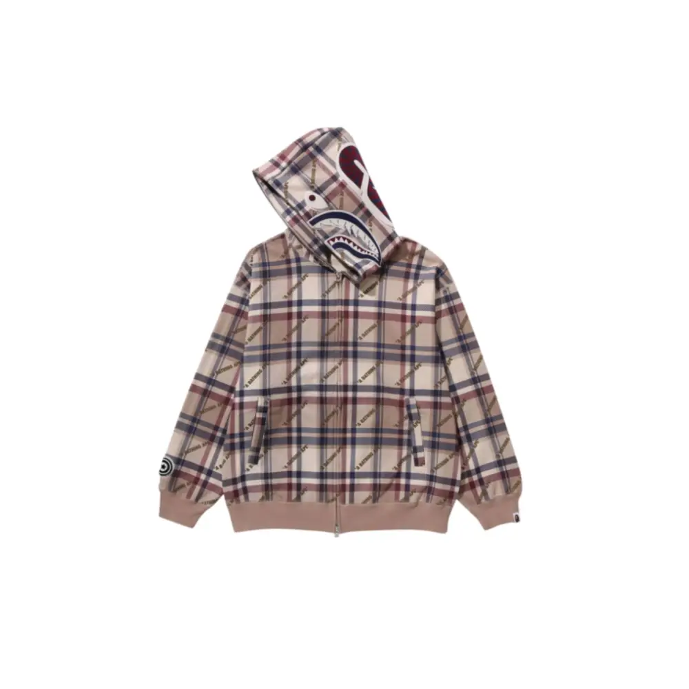 BAPE Check Pattern Shark Hoodie - R-Front