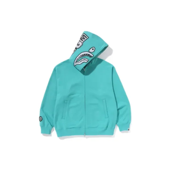 BAPE Hand Drawn Face Shark Hoodie - Sax -L-Front