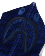 BAPE Logo Velour Shark Hoodie - Navy - Hood