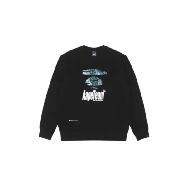 BAPE Moonface Puff Graphic Swearshirt - Black - Front