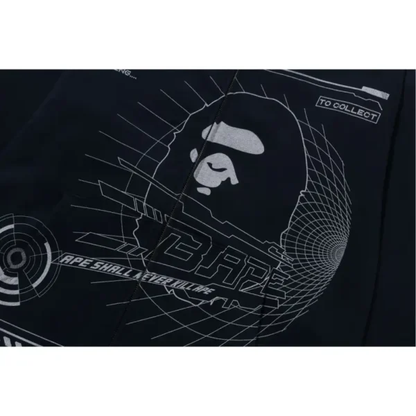 BAPE Overprinted Full Zip Hoodie - Navy - Detail