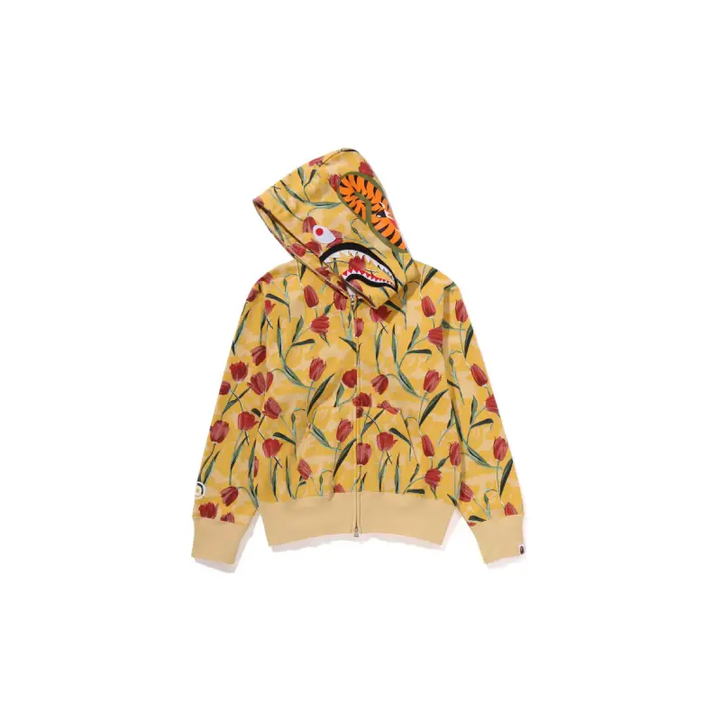 BAPE Tulip Camo Shark Hoodie - Yellow - R-Front BAPE Tulip Camo Shark Hoodie - Yellow - R-Front