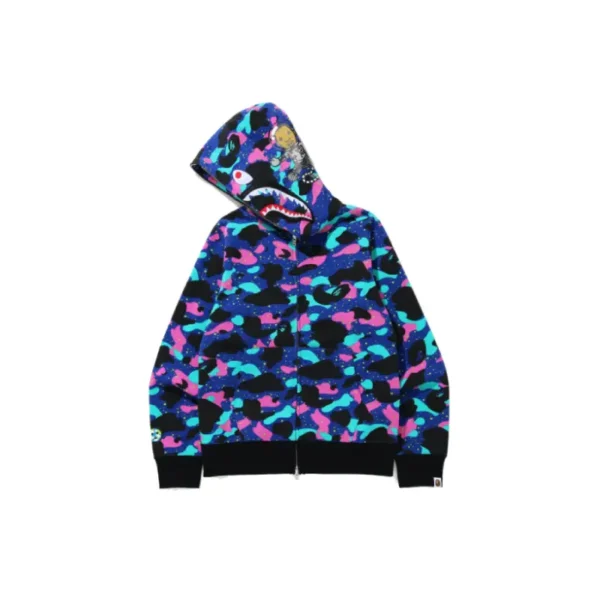 BAPE x Kid Cudi Shark Hoodie - Black-Camo - R-Front