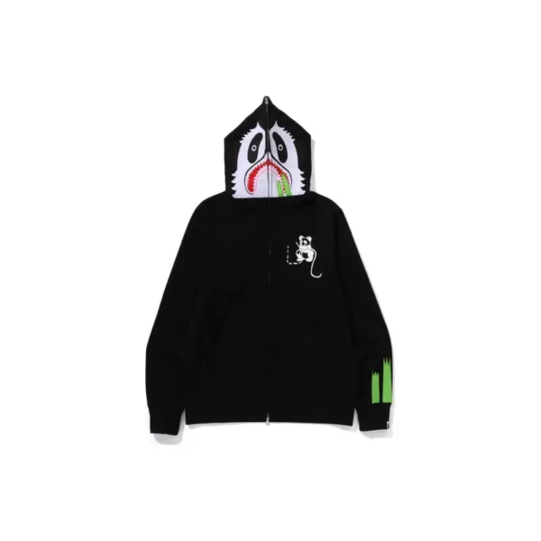 BAPE x PANDA Full Zip Hoodie - Black - Front