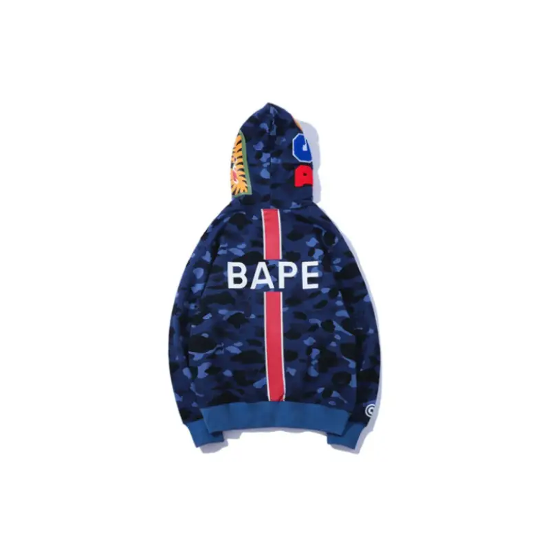 BAPE x PSG Blue Camo Hoodie - Navy - Back