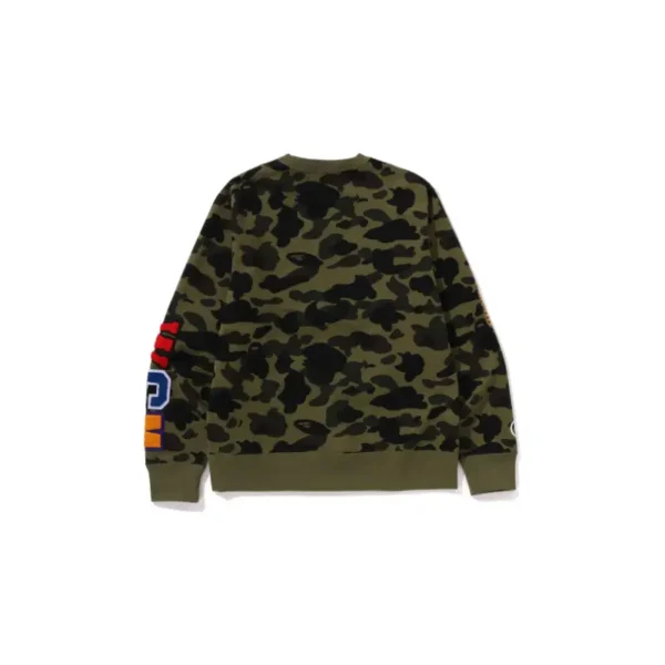 BAPE 1st Camo Shark Crewneck Sweatshirt - Army Green Camo - Back