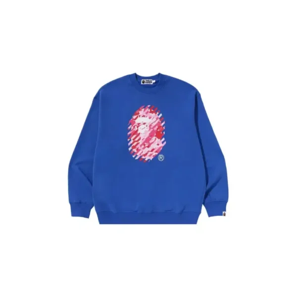 BAPE ABC Camo Ape Head Crewneck Sweatshirt - Blue - Front
