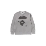 BAPE Ape Face Crewneck Sweatshirt - Grey - Front