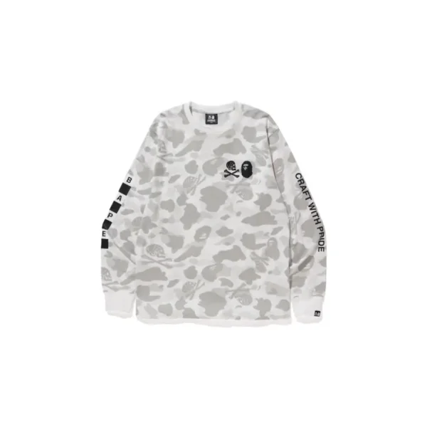 BAPE x NBHD Crewneck Camo Sweatshirt - White - Front