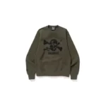 BAPE x NBHD Crewneck Sweatshirt - Army Green - Front