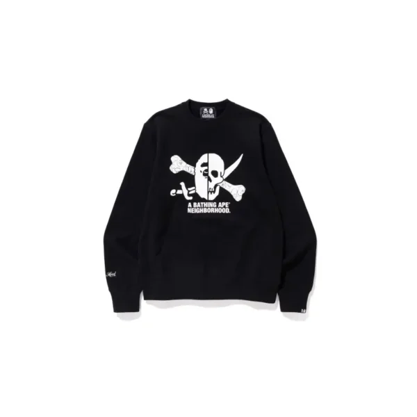 BAPE x NBHD Crewneck Sweatshirt - Black - Front
